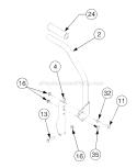 Control Handle Diagram and Parts List for 17AA5ABP766 2006 Troy-Bilt Lawn Tractor