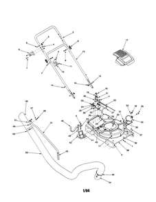 Handle/Housing/Shroud Diagram and Parts List for 24B-060F063 2002 Troy-Bilt Chipper Shredder