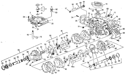 Eaton Hydrostatic Diagram and Parts List for 98725943  Troy-Bilt Lawn Tractor