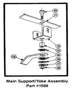 Main Support And Yoke Assembly Diagram and Parts List for PTO HORSE 00950727 AND UP Troy-Bilt Tiller