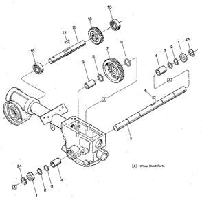 Wheel Shaft And Tiller Shaft Assemblies Diagram and Parts List for JUNIORSERIAL#M0100970ANDUP  Troy-Bilt Tiller