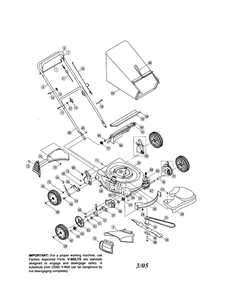 Self Propelled Mulching Mower Diagram and Parts List for 469  Troy-Bilt Lawn Mower