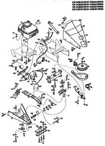 Engine Diagram and Parts List for 340630100101 340630199999 Troy-Bilt Lawn Mower