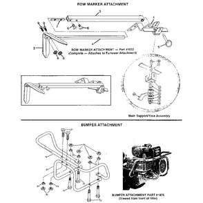 Row And Bumper Attachment Diagram and Parts List for PONYSERIAL#S0242650ANDUP  Troy-Bilt Tiller