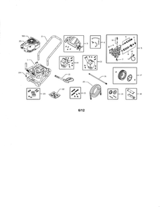 Main Unit Diagram and Parts List for 020416-0  Troy-Bilt Pressure Washer