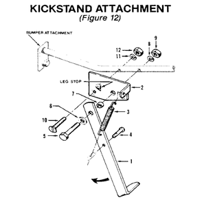 Kickstand Attachment Diagram and Parts List for 00950727  Troy-Bilt Tiller