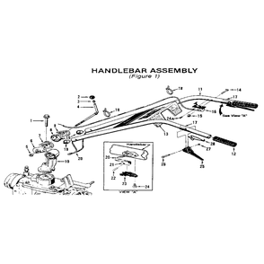 Handlebar Assembly Diagram and Parts List for 00950727  Troy-Bilt Tiller