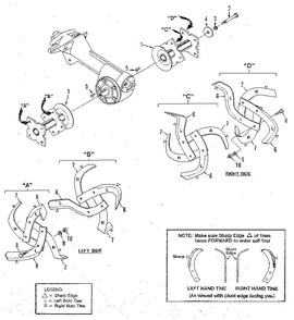 Bolt Tine Assemblies Diagram and Parts List for HORSE 916107 AND UP Troy-Bilt Tiller