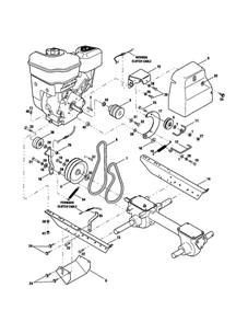 Belt Cover/Belts/Engine Bracket Diagram and Parts List for 640C  Troy-Bilt Tiller