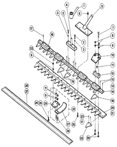 Cutter Bar Assembly Diagram and Parts List for 88992  Troy-Bilt Lawn Mower