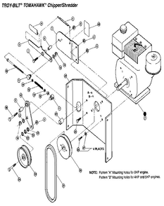 Engine Diagram and Parts List for TOMAHAWK T5300100 AND UP Troy-Bilt Chipper Shredder