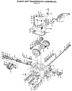 Power Unit Transmission Assemblies Diagram and Parts List for PTO HORSE 00950727 AND UP Troy-Bilt Tiller