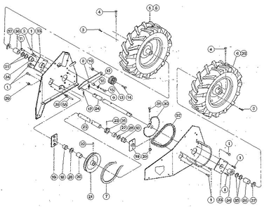 Wheel Drive Mechanism/Wheels Diagram and Parts List for TRAILBLAZER Y0000100 AND UP Troy-Bilt Lawn Mower