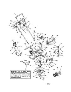 Handle/Deck/Wheels/Blade Diagram and Parts List for 998Q  Troy-Bilt Lawn Mower