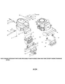 Engine And Muffler Heat Shields Diagram and Parts List for V809H  Troy-Bilt Lawn Tractor