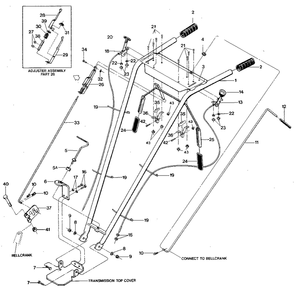 Handlebars And Mounting Bracket- And Control Levers Diagram and Parts List for ECONOHORSE#E9434ANDUP  Troy-Bilt Tiller