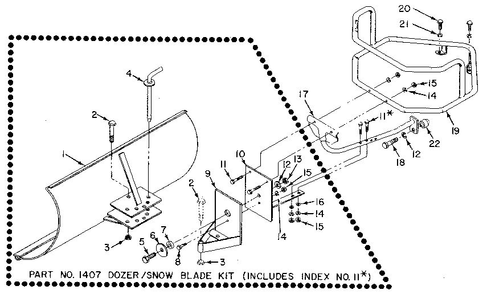 Snow Blade Assembly Diagram and Parts List for HORSE 857037 AND UP Troy-Bilt Tiller
