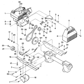 Engine, Engine Brackets, And Forward Drive Mechanism Diagram and Parts List for TUFFYSERIAL#XD0100&UP  Troy-Bilt Tiller