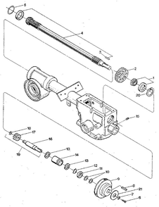 Drive Shaft, Input Pinion Shaft And Gear Assemblies Diagram and Parts List for PONY S0242650 AND UP Troy-Bilt Tiller