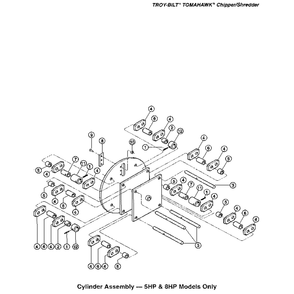 Cylinder Assembly - 5hp And 8hp Models Only Drawing Six Diagram and Parts List for T5300100  Troy-Bilt Chipper Shredder