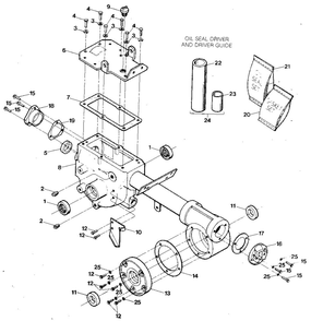 Transmission Housing, Covers, Seals, Gaskets And Plugs Diagram and Parts List for E9434  Troy-Bilt Tiller