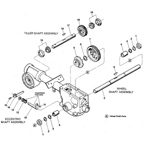 Wheel Shaft, Eccentric Shaft And Tiller Shaft Assemblies Diagram and Parts List for ECONOHORSE#E9434ANDUP  Troy-Bilt Tiller