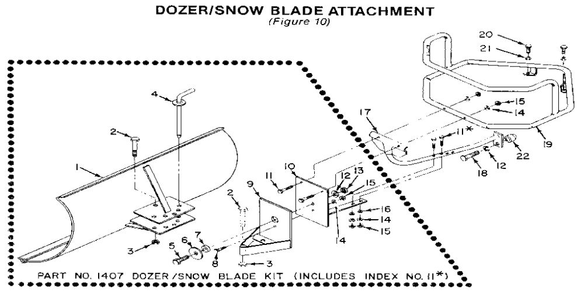 Dozer/Snow Blade Attachment Diagram and Parts List for PTO HORSE 00950727 AND UP Troy-Bilt Tiller