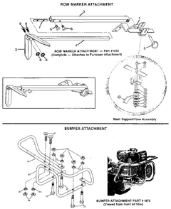 Row And Bumper Attachment Diagram and Parts List for PONY S0242650 AND UP Troy-Bilt Tiller