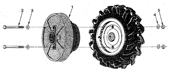 Wheel Weights Diagram and Parts List for HORSE 916107 AND UP Troy-Bilt Tiller
