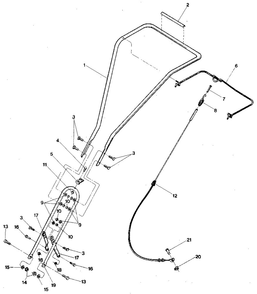 Handlebars, Forward Clutch Cable And Handlebar Mtg Hdw Diagram and Parts List for TUFFY XD0100 & UP Troy-Bilt Tiller