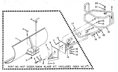 Dozer/Snow Blade Attachment Diagram and Parts List for 900039  Troy-Bilt Tiller