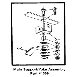 Main Support And Yoke Assembly Diagram and Parts List for 00950727  Troy-Bilt Tiller