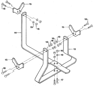 Tine Attachment Cradle Diagram and Parts List for HORSE 857037 AND UP Troy-Bilt Tiller
