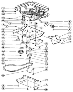 Cutter Bar Drive Mechanism, Engine Oil Drain Tube, And Wheel Diagram and Parts List for 88992  Troy-Bilt Lawn Mower