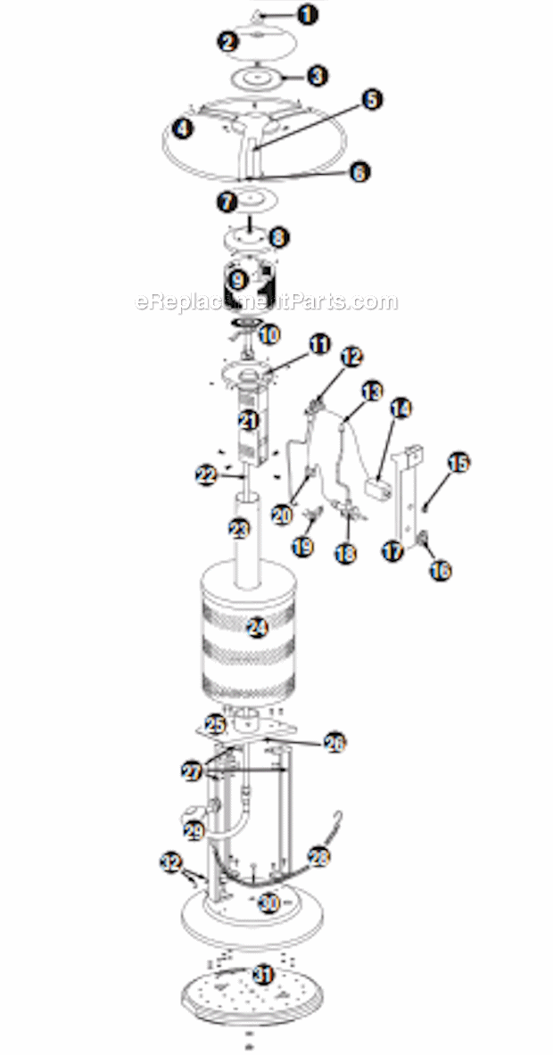 Page A Diagram and Parts List for 200605  Uniflame Outdoor Heater