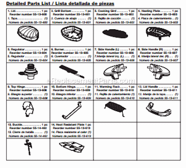 Page A Diagram and Parts List for 253303  Uniflame Grill