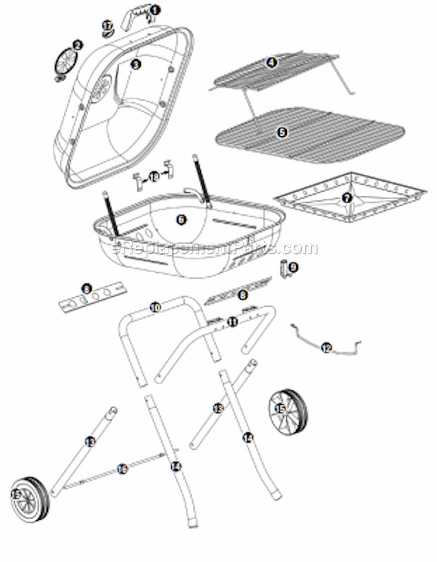 Page A Diagram and Parts List for CBC1011WDC-C  Uniflame Grill
