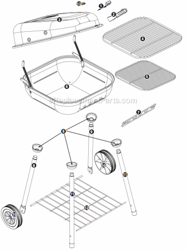 Page A Diagram and Parts List for CBC1103W  Uniflame Grill