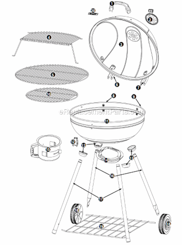 Page A Diagram and Parts List for CBC2206-C  Uniflame Grill