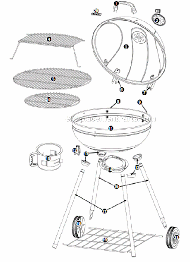 Page A Diagram and Parts List for CBC2206  Uniflame Grill