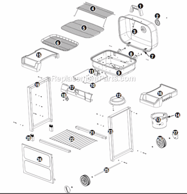 Page A Diagram and Parts List for CBC608A  Uniflame Grill