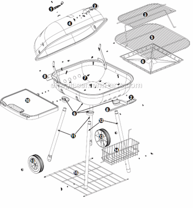 Page A Diagram and Parts List for CBC710WA  Uniflame Grill