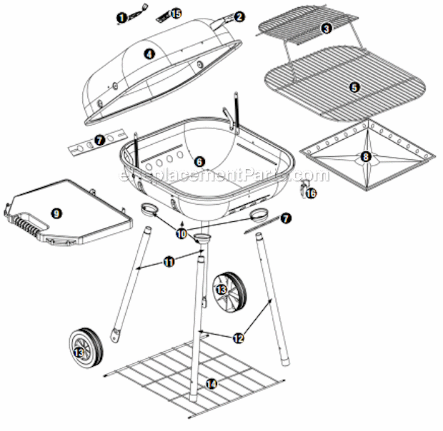 Page A Diagram and Parts List for CBC911W  Uniflame Grill