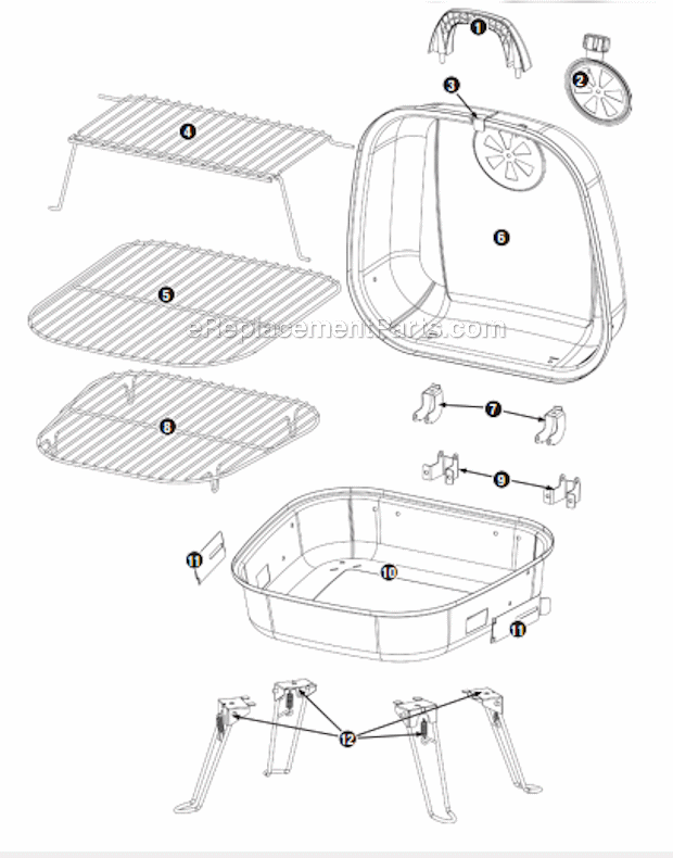 Page A Diagram and Parts List for CBT806  Uniflame Grill