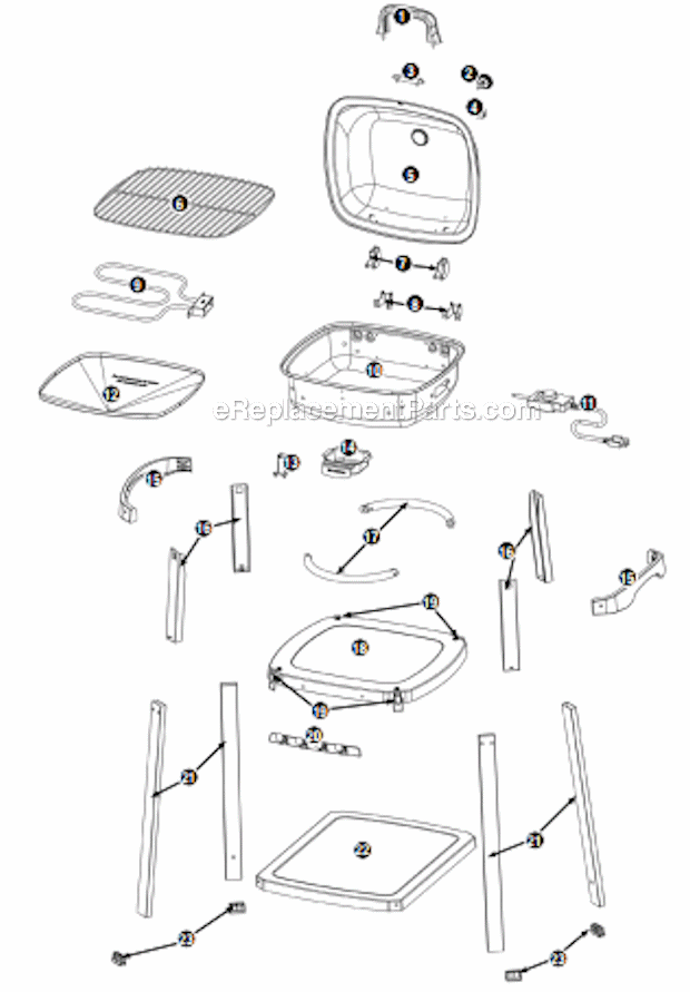 Page A Diagram and Parts List for EBC1353W  Uniflame Grill