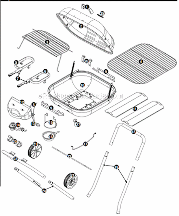 Page A Diagram and Parts List for GBC1011WDC-C  Uniflame Grill