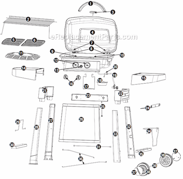 Page A Diagram and Parts List for GBC1025WE-C  Uniflame Grill
