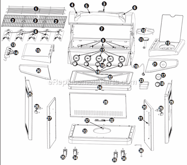 Page A Diagram and Parts List for GBC1059WB-C  Uniflame Grill