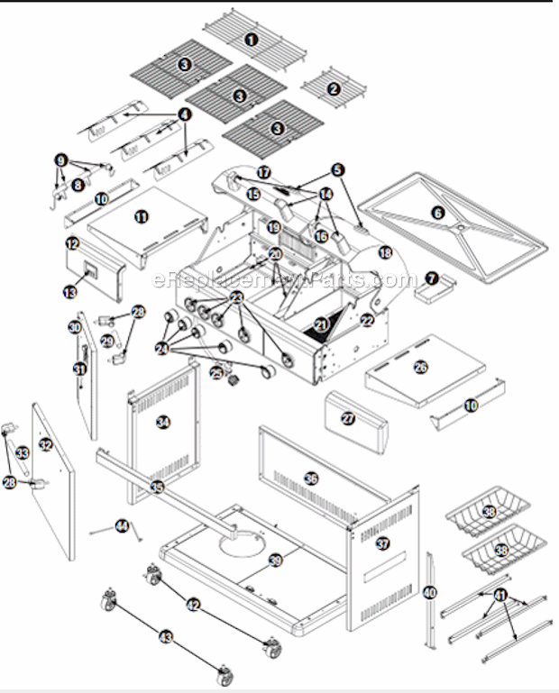 Page A Diagram and Parts List for GBC1069WB-C  Uniflame Grill