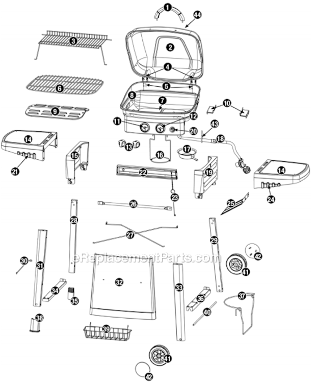 Page A Diagram and Parts List for GBC1103W  Uniflame Grill